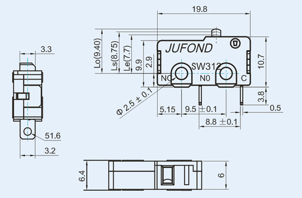 SW312系列微动开关07-2尺寸图