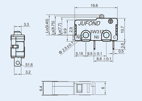 SW312系列微动开关07-4尺寸图