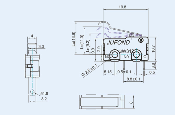 SW312系列微动开关08-3尺寸图