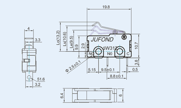 SW312系列微动开关09-3尺寸图