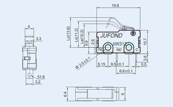 SW312系列微动开关09-4尺寸图