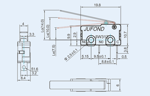 SW312系列微动开关10-1尺寸图