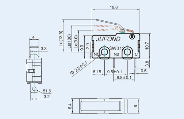SW312系列微动开关10-3尺寸图