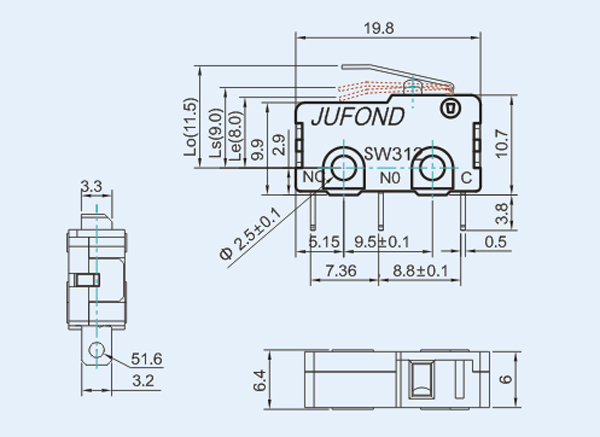 SW312系列微动开关10-4尺寸图