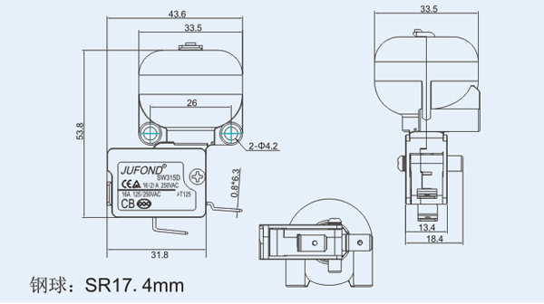 SW315D系列微动开关17-3尺寸图